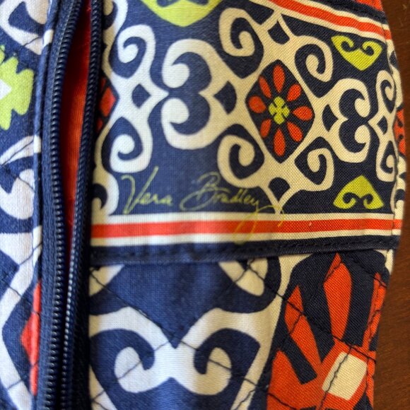 Vera Bradley Sunny Valley Crossbody Wallet Orange Navy Blue Quilted Bag - Picture 4 of 10